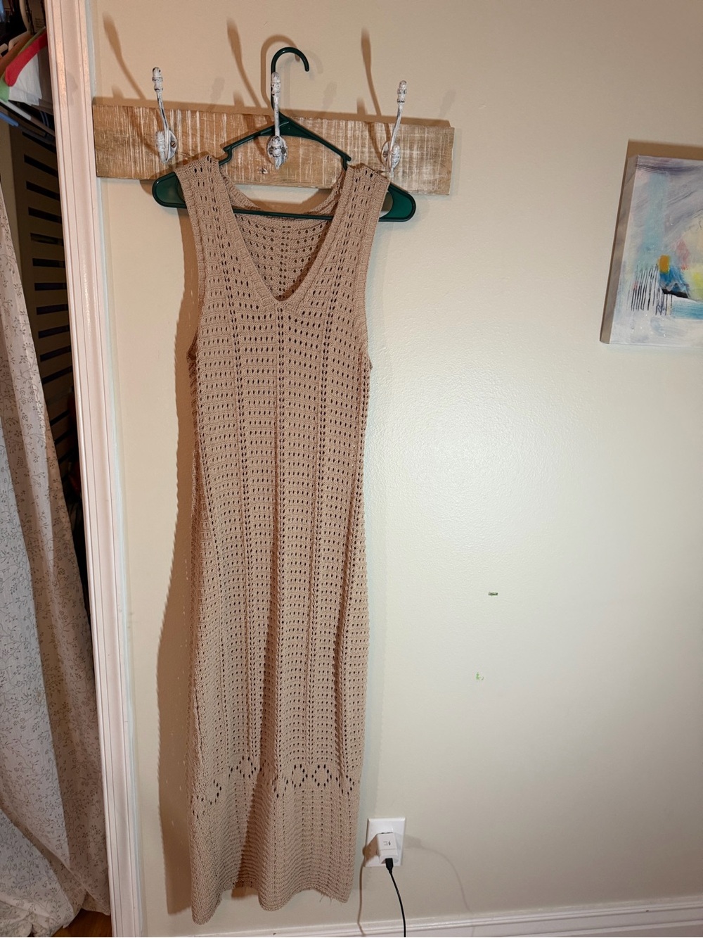 π€β¨ Long Crochet Beach Cover-Up Dress β Cream β¨ποΈπ Size: L Excellent condition - Picture 2 of 8